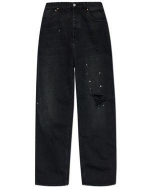 Vetements Distressed Wide-Leg Jeans - Black