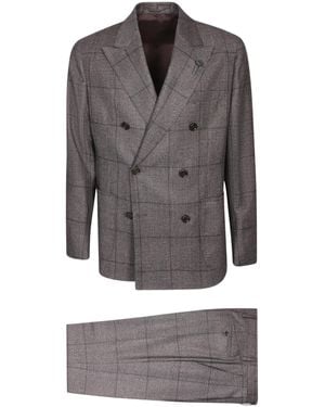 Lardini Two-Piece Checked Tailored Suit - Grey