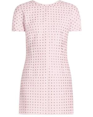 Sportmax All-Over Embellished Crewneck Dress - Pink