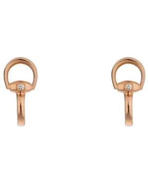 Gucci Horsebit Diamond 18K Stud Earrings - White