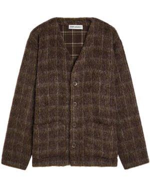 Our Legacy Checked Brushed Wool-Blend Cardigan - Brown