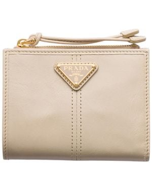 Prada Small Leather Wallet - Natural