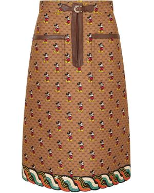 Gucci Vintagestyle Monogram Midi Skirt - Brown