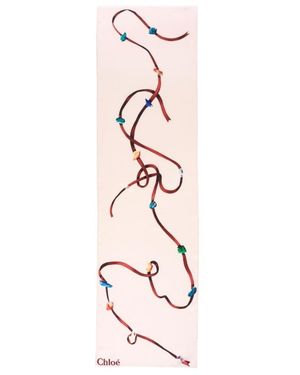 Chloé Printed Silk Scarf - Pink