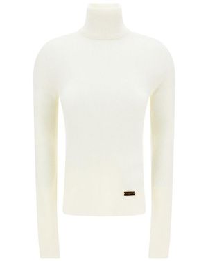 Balmain Fine Knit Turtleneck Jumper - White