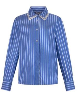 Liu Jo Pinstriped Detachable Collar Shirt - Blue