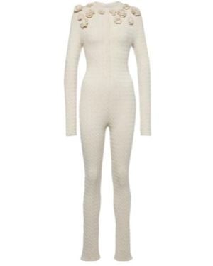 Magda Butrym Cable-Knit Silk Jumpsuit - Natural