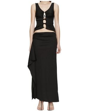 Christopher Esber Draped Hardware Midi Skirt - Black