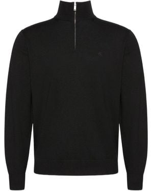 Calvin Klein Half Zip Mock Neck Jumper - Black