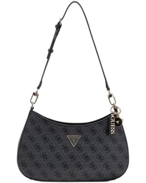 Guess Noelle 4G Curved Shoulder Bag - Black