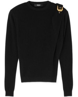 Versace Wool Buckle Sweater - Black