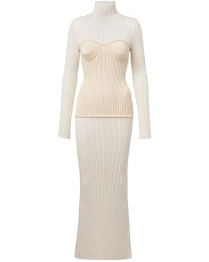 Jean Paul Gaultier Ribbed-Knit Wool-Blend Maxi Dress - White