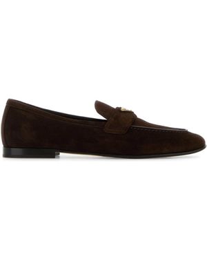 Prada Triangle-Logo Loafers - Brown