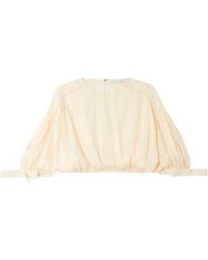 Rabanne Puff-Sleeve Cropped Top - Natural