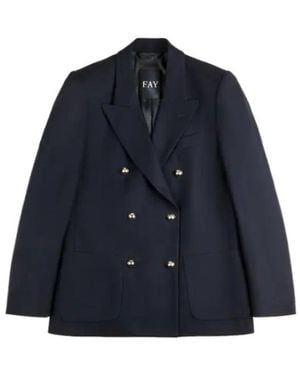 Fay Double-Breasted Jacket - Blue