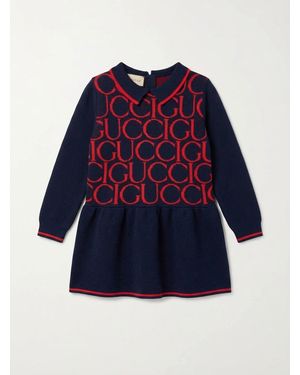 Gucci Logo-Jacquard Dress - Blue