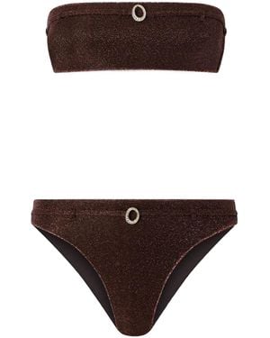 Oséree Bandeau Bikini Set - Brown