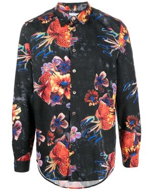 Paul Smith Floral-Print Long-Sleeve Shirt - Blue