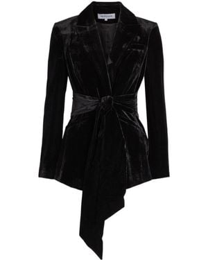 Veronica Beard Issel Belted Velour Jacket - Black