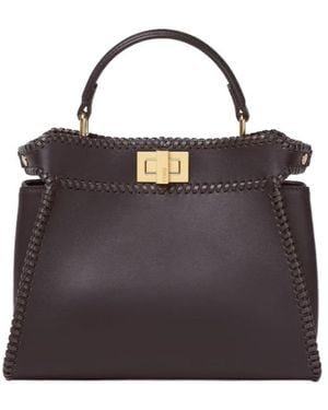 Fendi Small Peekaboo Braided Tote Bag - Black