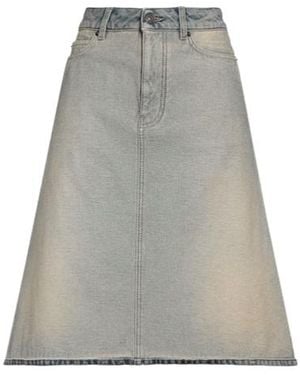 Balenciaga Light Wash Denim Flared Skirt - Grey