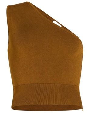 Patou One-Shoulder Knit Top - Brown