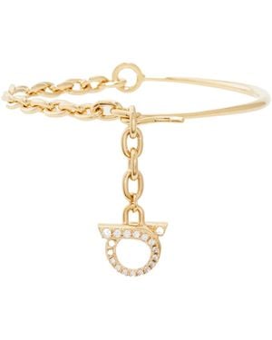 Ferragamo Semi Rigid Half-Chain Gancini Bracelet - White