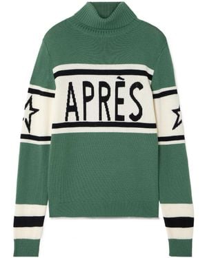 Perfect Moment Schild Intarsia Merino Wool Turtleneck Jumper - Green