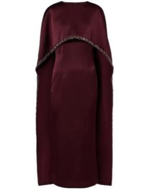 Roland Mouret Embellished Caped Satin Crêpe Midi Dress - Purple