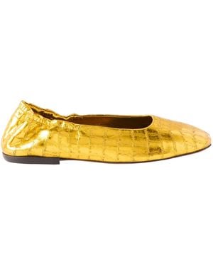 Dries Van Noten Round Toe Ballet Shoes - Yellow