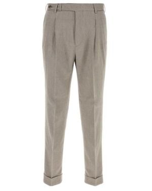 Pt Pantaloni Pleated Turn-Up Trousers - Grey