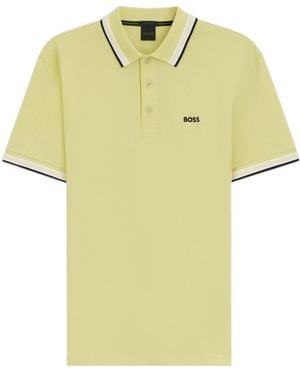 BOSS Tipped Logo Polo Shirt - Yellow