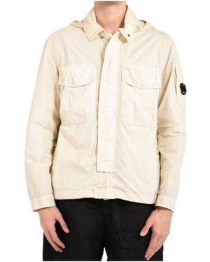 C.P. Company Flatt Nylon Goggle Hooded Jacket - White