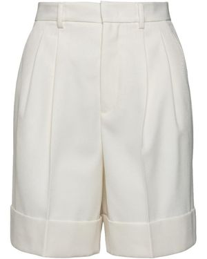 RED Valentino Turn-Up Wool Gabardine Shorts - White