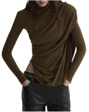 Mugler Cascade Sleeves Top - Black