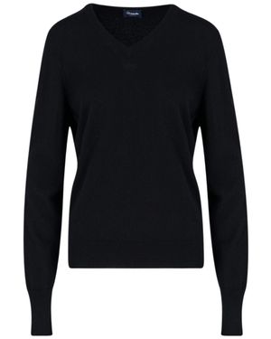 Drumohr V-Neck Knit Jumper - Blue
