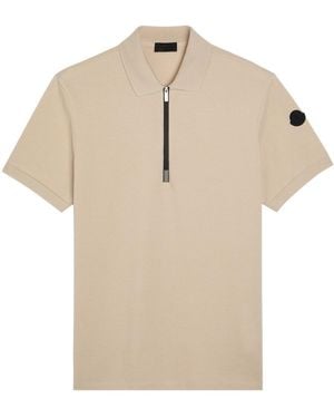 Moncler Half-Zip Piqué Cotton Shirt - Natural