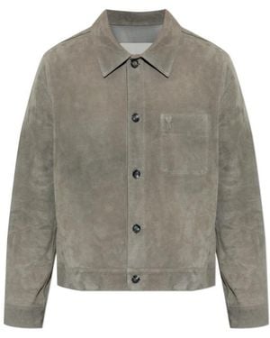 Ami Paris Logo Detailed Button-Up Jacket - Grey