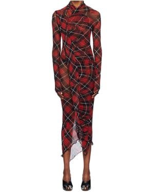 Jean Paul Gaultier Check Pattern Dress - Red