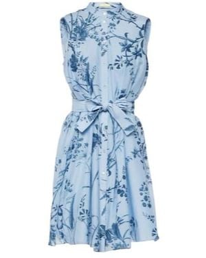 Erdem Printed Cotton Silk Voile Minidress - Blue