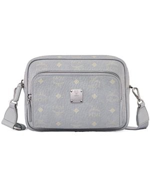 MCM Logo Zipper Shoulder Bag - Grey