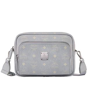 MCM Logo Zipper Shoulder Bag - Grey