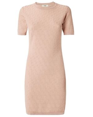 Fendi Short Sleeved Crewneck Dress - Pink
