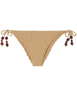 Magda Butrym Bead-Embellished Crocheted Bikini Briefs - Natural