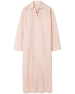 By Malene Birger Perros Striped Organic Cotton-Poplin Midi Dress - Pink