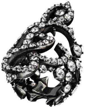 Gucci Gg Marmont Crystal Wide Ring - White