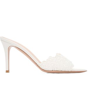 Gianvito Rossi Yvonne Mule Open-Toe Pointed-Toe High-Heeled Sandals - White