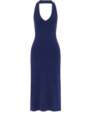 Nili Lotan Knitted Backless Midi Dress - Blue