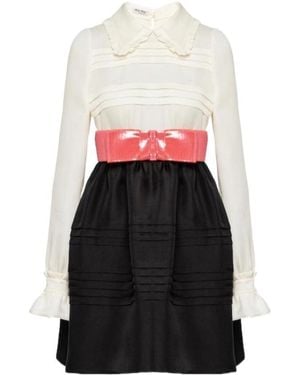 Miu Miu Belted Short Dress - White