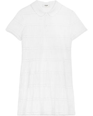 Celine Mini Dress With Embroidered Trims - White